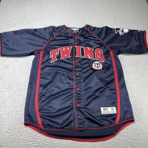 Minnesota Twins Jersey Mens Large Blue MLB Baseball True Fan Button Front